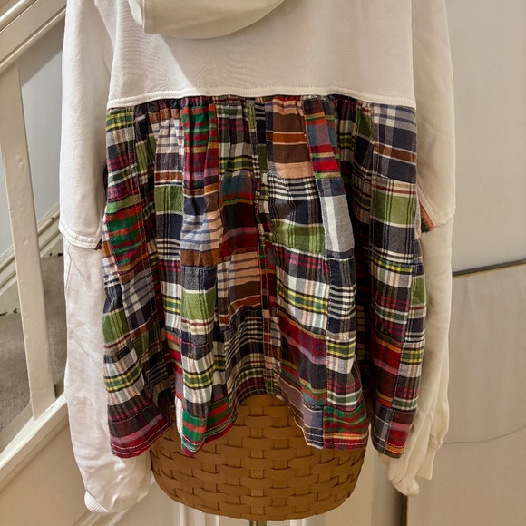 Pilcro x ANTHROPOLOGIE 1x Women's Long-Sleeve Patchwork & Knit Twofer Hoodie NWT - Picture 2 of 7